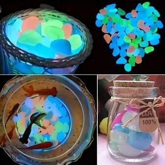 101pcs Glow In The Dark Pebble Set - Luminous Resin Stones For DIY Garden, Fish Tank And Outdoor Decor - No Battery Needed, Summer Party Decor, Assorted Shapes, Yard Path Decoration