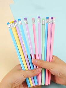 马卡龙三角铅笔头，带橡皮擦，绘画铅笔，学习美术文具，多色混合铅笔。