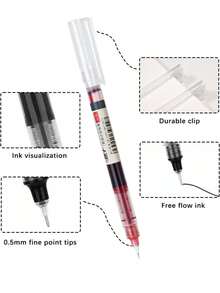 30pcs 0.5mm Gel Pens, Gel Ink Pens, Blue/Red/Black Fine Tip Ink Pens, (Blue/Red/Black) Ink Pens, Quick-Drying Gel Pens, Visible Ink Writing Supplies, Suitable For School, Home And Office Writing And Office Supplies. - Mixed Colors (red, Blue, Black) 10+10+10 - View 4