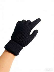 1 双/2 双女士冬季触屏毛绒衬里温暖厚实柔软舒适手套，在寒冷天气提供温暖并保持双手温暖 - 多色 - 查看 16