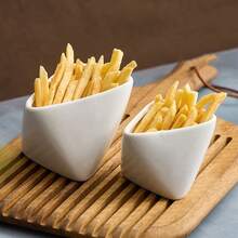 1pc Large/Small Ceramic French Fry Bowl, Ceramic French Fry Cup, For Restaurant Daily Use, Household Ceramic Bowl, Ceramic Plate - Multicolor - View 9