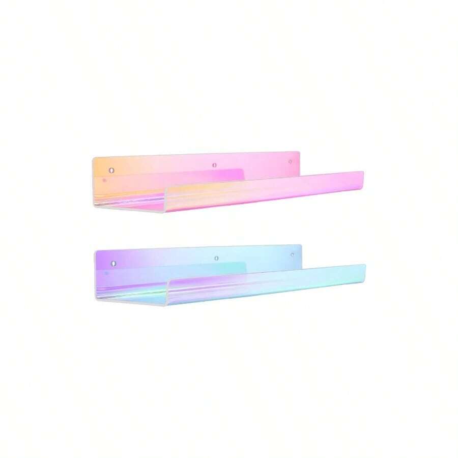 12 Pack Acrylic Shelves Wall Organizer And Storage, 15 Inch Display Shelf Figure, Perfume, Bookshelf Bedroom, Nursery, Room, - 2 + 彩虹色 - 查看 1