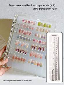 klimonla Press-On Nails Storage Book, Nail Art Style Collection Book, Display Book, Transparent Frosted Sample, Color Card, Photo Frame Tool - Clear - View 16