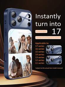 1 Peça Capa de Telefone Azul de Alta Definição com Cobertura Total Personalizada, Pode Imprimir Assinatura Personalizada, Adequada para 17 Pro Max/17 Air/17 Pro/17, Carcaça Magnética Fosca, Proteção de Câmera Aprimorada, Compatível com Capa Semirrígida Fosca à Prova de Choques e Arranhões Ultrafina, Proteção de Nível Militar - Azul Royal - Visão 3