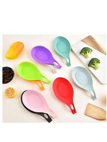 2pcs Portable Heat-Resistant Spoon Rest, Easy To Clean And Space-Saving, Suitable For Rental Kitchen/Dorm Cooking/Home Stove, Heat-Resistant Kitchenware Storage Accessory, Essential For New Tenants In Graduation Season - Multicolor - View 3