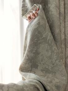 1 Stück europäischer Chenille-Jacquard Verdunkelungsvorhang in Premiumqualität für luxuriöses Wohnzimmer, Schlafzimmer, Villa und Balkon, Verdunkelungsvorhang 84 Inch lang - Hellgrau - Übersicht 7