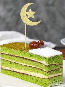 10/20/30pcs Gold Crescent Moon Cupcake Toppers - Eid Mubarak Decorations - Gold Glitter Eid Party Cake Decorations