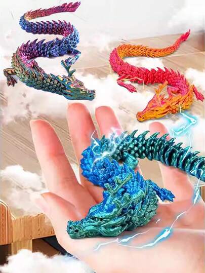1pc 3D Printed Movable Joint Dragon Figurine, Comes With Gift Bag, Modern Home/Office/Event Decor, Collectible Statue Suitable For 14+ Years Old, Collectible, Display, Decorative Sculpture, Contemporary Design, High-Definition Printing, Crystal Carving, Display Piece, Fantasy Lover Christmas Stocking Stuffer