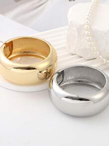 Brazalete de aleación electrolizada suave y de gran tamaño, de moda europea y americana - Blanco - Ver 5