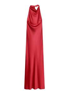 Sexy Backless Dresses For Women Red Wedding Guest Dress Halter Summer Women's Dress Satin Party Prom Evening Dresses Spring Elegant Ladies Off The Shoulder Dress - Red - View 10
