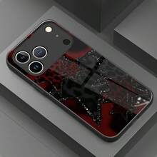Shockproof Leopard Print Element Fashion Phone Case 1pc Vintage Elegant Leopard Print & Starry Pattern Glass Material Phone Case High-End Sophisticated Design Compatible With Apple Tempered Glass Material Spring Birthday Gift - Black - View 2