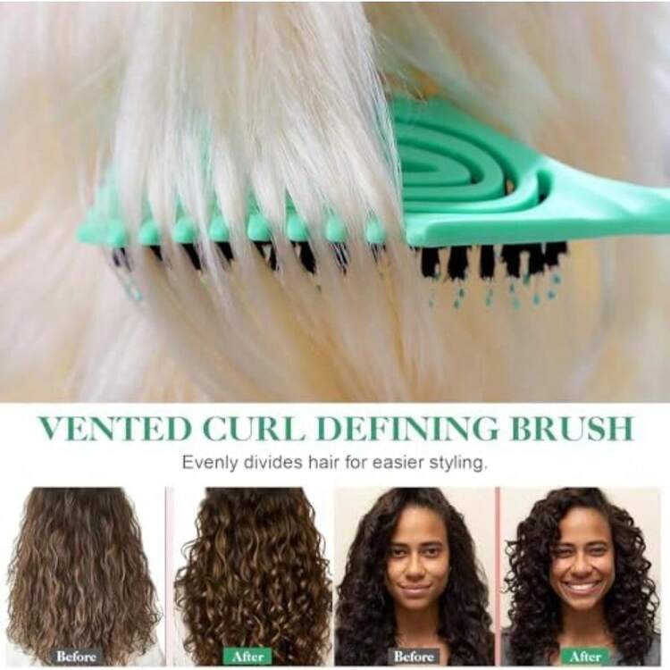 START MAKERS Juego de 6 Piezas de Herramientas para el Cabello para Mujeres y Niñas: Cepillo Definidor de Rizos con Cerdas de Jabalí, Desenredante, Redondo, Peine de Dientes Anchos, Peine de Cola de Rata y Cepillo de Champú para Cabello Rizado, Mojado y Seco (Azul)(default) - Multicolor - Añade 2