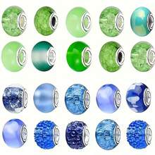 Set de 50/100 de mărgele de sticlă fațetate multicolore, mărgele în stil european cu gaură mare pentru brățări DIY, pandantive lucioase pentru confecționarea bijuteriilor, cadouri de sărbători - Multicolor - Vizualizare 10