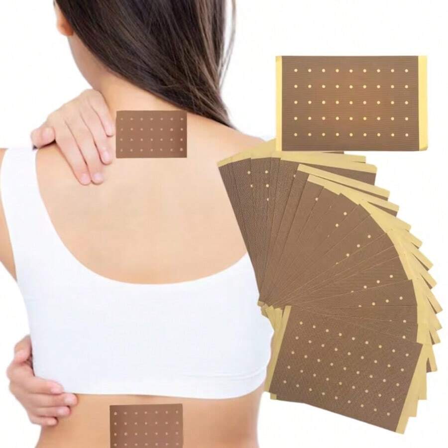 13/50 piezas Parches de terapia de calor con moxa - Almohadillas de calentamiento de larga duración - Hierbas naturales, adecuadas para espalda, rodilla, cuello, hombro - Caqui - Ver 1