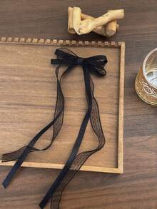 2pcs Cute Ballet Style Immortal Bow Hair Clips, Pink Lace Ribbon Hair Clips, Heart-Shaped Versatile Hair Accessories - Lace Butterfly Hair Clip - View 5