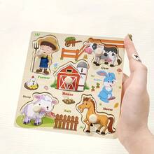 8 Themed Wooden Hand-Catch Matching Puzzles - Montessori Toys For Kids, Educational Games With Farm Animal, Transport & Pattern Recognition Tasks - Animal - View 5