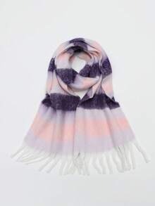 1pc Cute & Fashionable Meredith Striped Cozy Scarf, Warm & Comfortable Plush Unisex Scarf For Daily, School, Outdoor, Home, Travel, Holidays, Accessory For Kids - Multicolor - View 10