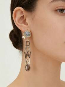 1 Pair Luxury Exquisite Sparkling Rugby Helmet Letter TOUCH DOWN Rugby Match Versatile Fashion Women's Earrings Party Gifts - Earrings - View 3