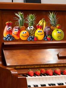 1PC Cartoon Fruit Decal Stickers Removable Wall Decor For Home Living Room Bedroom Study Kitchen Bathroom Entrance Balcony Commercial Spaces