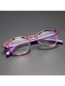 Exquisite Printed Contrast Color Floral Pattern Round Frame Reading Glasses, Combining Printed And Contrast Color Design To Add Fashionable Layers, Round Frame Design Is Retro And Gentle, Flexible In Multiple Diopter Options, Ideal Choice For Those Pursuing Unique Style And Practicality, Easily Create An Eye-Catching Look. - Transparent - View 9