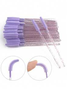 50pcs/Bag Crystal Silicone Eyelash Brush Lash Makeup Brushes Eyebrow Comb Eyelashes Extension Spoolie Microbrush Cosmetics Tool - Multicolor - View 5