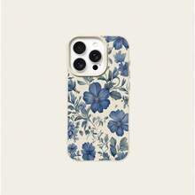 1 pieza Funda de teléfono de material TPU con delicado patrón floral azul y blanco, compatible con iPhone 17 Pro Max/17/16 Pro Max/15/13/12/11, S20 FE/A15/S24/A55, compatible con Redmi Note 11/Note 12/Note 13 Pro, cobertura completa, protección suave anti-caídas - Blanco - Ver 5