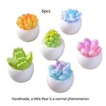 Conjunto de 6/12 Mini Vasos de Flores, Mini Figuras de Resina, Pequenas Plantas em Vasos, Mini Decorações, Vasos para Suculentas, Ideais para Decoração de Jardim, Decoração de Paisagem em Miniatura, Decoração de Mesa, Artesanato DIY, Decoração de Casamento - Multicolorido - Ver 11