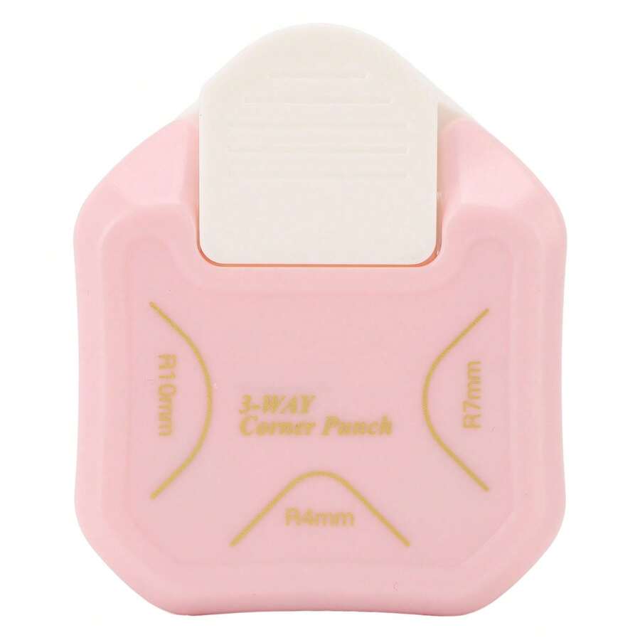 Versatile 3-In-1 Corner Cutter: R4mm, R7mm And R10mm Round Punch For Cardstock, Photos And Scrapbooks. - Pink - View 1
