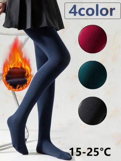 1件装加大码女式藏蓝色保暖弹力打底裤/紧身裤，秋冬季