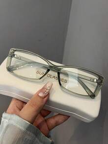 1pc Retro Red Rectangle Non-Prescription Glasses Glasses, Blocking Harmful Light, Protecting Eyes For Shopping, Reading, Computer, Phone And Daily Wear - Trong sáng - Xem 14