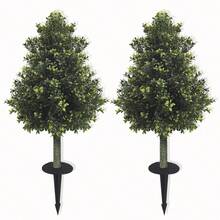 60CM Artificial Cedar Topiary Ball Trees With Ground Spike, Faux Cypress Plants UV Resistant Artificial Pine Shrubs Fake Bushes For Outdoor Indoor Front Porch Garden(Set Of 2) - 綠色 - 查看 11