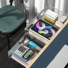 1pc Desktop Hanging Storage Box, Can Be Hung On The Edge Of Desk/Office Desk, Stores Calculators, Notes, Pens And Other Stationery, Suitable For Study And Office Scenarios, Utilizes Unused Space Under The Desk To Keep The Desktop Tidy, Suitable For Small Desks Or Users With Many Items. - Multicolor - View 9