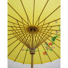 Paraguas de bambú decorativos para bodas en paquete único, adecuados para decoraciones y accesorios de bodas y vacaciones, paraguas de novia tradicionales hechos a mano, elegantes accesorios para fotografías y fiestas - Mostaza Amarilla - Ver 7