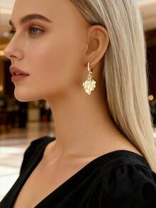 工厂批发价定制10K 14K 18K纯金块耳环，男女款金块耳环，精致珠宝 - 金色 - 查看 11