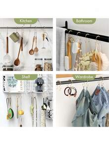 Gold Shower Curtain Hooks, Minimalist Double Hooks Shower Curtain Hooks, Rust-Proof Smooth Metal Shower Curtain Hooks, Suitable For Shower Curtain Rod, Light Gold - Multicolor - View 3