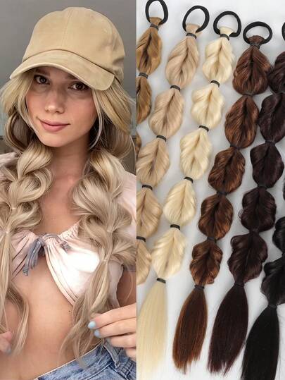 2PCS 20Inch Long Braids Ponytail Wig Through Bubble Braid Synthetic Natural Dye Twist Braid Tie-Up Dreadlocks Double Lantern Ponytail