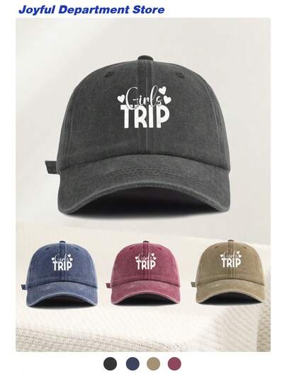 1顶水洗“TRIP Girls”棒球帽，经典休闲可调节复古软顶棒球帽，防晒，四季皆宜，时尚简约百搭男女通用配饰