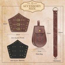 Renaissance Accessories Men Women Viking Medieval Belt Pouch Leather Bracers Viking Costume Men Accessories For Halloween - ColorB - 查看 2
