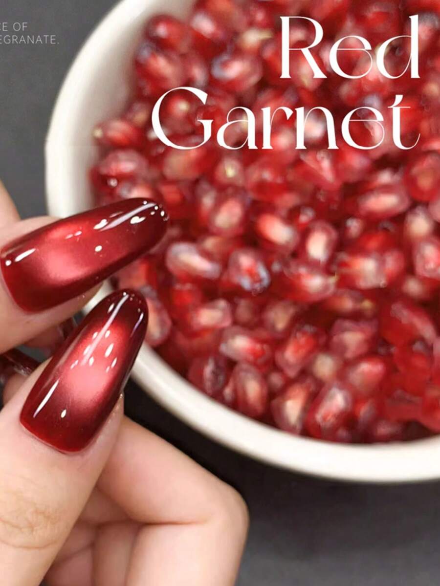LYTTOA 10ml Wine Red Cat Eye Magnetic Gel Polish Soak Off Semi-Permanent Glass Bead Cherry Red Cat's Eye Gel Polish Nail Art Salons Nails