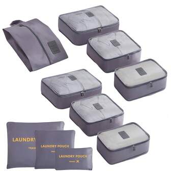 7 piezas/12 piezas Cubos de embalaje para maletas, organizadores de equipaje de viaje, accesorios de viaje esenciales, organizador de equipaje con bolsa para zapatos/artículos de tocador/ropa sucia