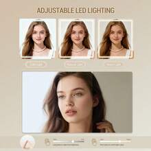HEXCELEN Vanity Table With Lighting, Vanity Table With Large LED Mirror, Vanity Table With Adjustable Brightness, 7 Drawers, 4 Shelves, Storage Space Behind The Mirror, White - 查看 3