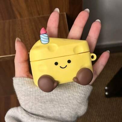 1个可爱卡通硅胶保护套，创意奶酪娃娃设计，兼容苹果1/2/3/4代无线蓝牙耳机保护套（不含耳机）