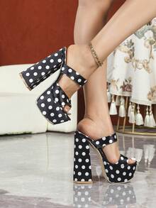 Women's Color Block Super High Heel Platform Sandals, Gold Thick Heel Peep Toe Buckle Strap Sandals