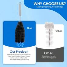Stainless Steel Long Handle Bottle Brush - 12.2x2.76 Inches Bottle Brushes Cleaning Stainless Steel Scrubber Reusable Washing Kitchen Accessories Cups Glass Glasswares - atributo único - Ver 4