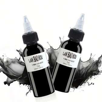 2pcs Black Tattoo Ink, Professional Tattoo Pigment, Tattoo Painting Tattoo Supplies, Professional Supply For Body Art
