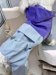 Áo mưa cho chó/mèo cỡ nhỏ và trung bình - Chống thấm nước, chống bụi, chống tia UV (nắng/mưa) | Áo khoác nhẹ phối màu tương phản cho thú cưng 4 chân | Vải TPU chống thấm nước, thoáng khí, có dải phản quang an toàn ban đêm, thiết kế nút tiện lợi, cổ tay và đáy quần co giãn, dây đeo cổ/lưng có thể điều chỉnh | Áo khoác gió cho thú cưng màu kaki/xanh nhạt/tím - Nhiều màu - Xem 9