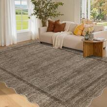Modern Home Decor Simple Living Room Area Rug Non Slip Thin Bordered Entrance Runner Rug Non Shedding Low Pile Mat Throw Rug Easy To Clean Stain Resistant Carpet Printed Washable Soft Floorcover For Dinning Room Kitchen Laundry Bathroom Bedroom - Dark Brown - View 1