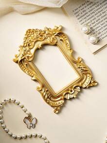 1 Khung ảnh nhựa cổ điển họa tiết hoa 3D màu vàng, phụ kiện trang trí cho nhiếp ảnh, trang trí nhà thu nhỏ, không khí ngày lễ - Vàng - Xem 5