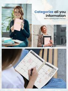 全新 1 本 2026 年 1 月至 2027 年 12 月月度计划本，简约活页式，粉色，包含每日、每周和每月计划，2026 至 2027 年计划本，适合女性、成人、教师、母亲节、房间装饰等场合，也可作为学校办公用品。 - 粉色 - 查看 6