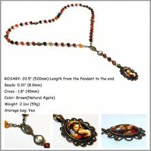Seven Sorrows Beads Rosery 8mm Catholic gifts women men Dark brown Natural agate - inicial - Ver 4